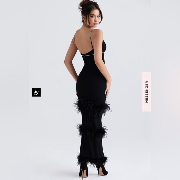 House Of CB | Maricel BLACK CRYSTALLISED MAXI DRESS | Size: L+ - Picture 2 of 14